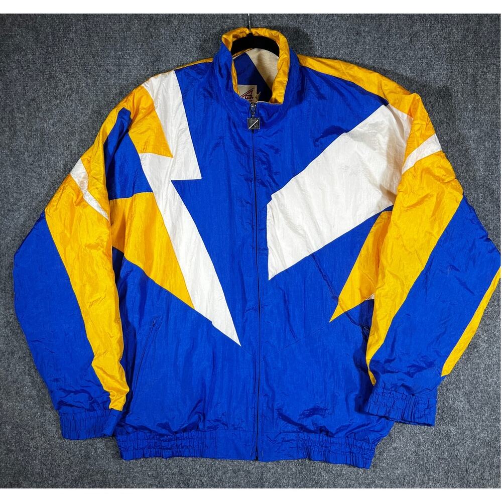 Vintage 90s Chargers Windbreaker Jacket Blue Yellow Large